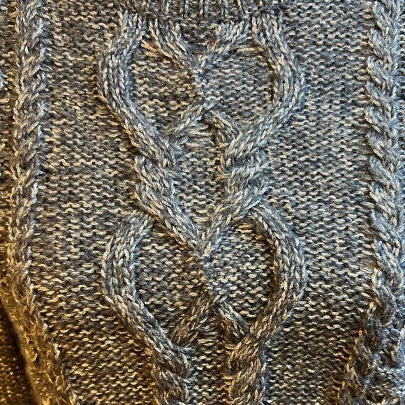 GAP Womens Wool Cable Knit Sweater Size S Grey Chunky Knit Fisherman Grandmacore - Picture 4 of 7